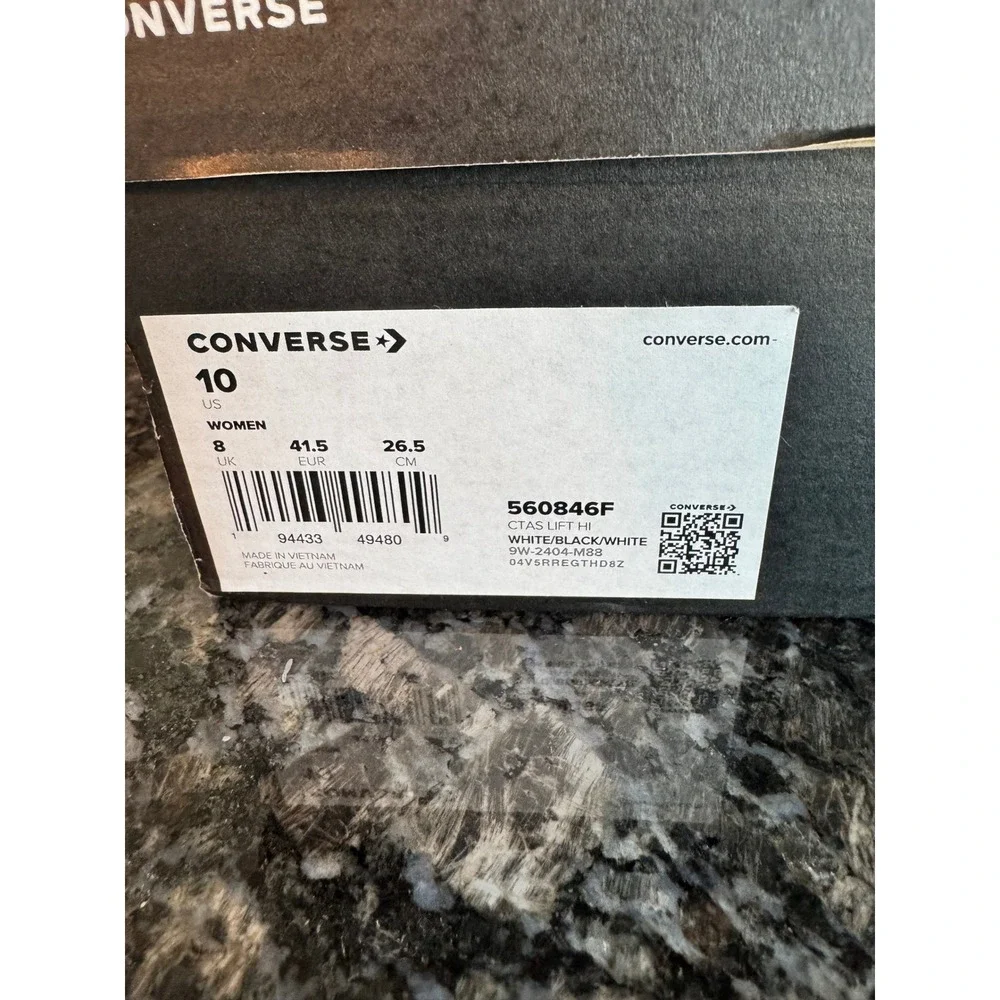 Converse Chuck Taylor All Star Lift Hi White Platform Sneakers 560846F Womens 10